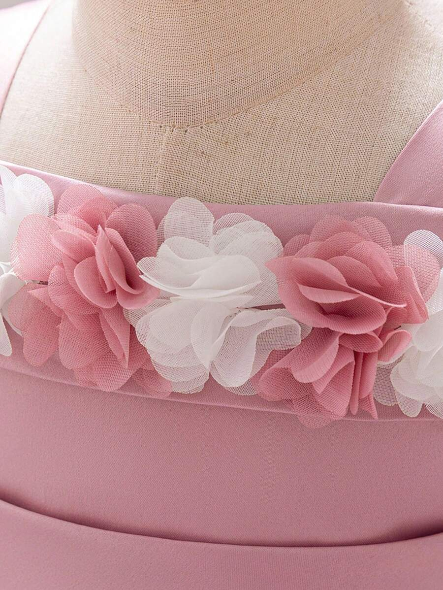 1pc Baby Girl Princess Style Tulle Dress With 3D Flower Appliques For Birthday Party Summer BG00049 - Image 7