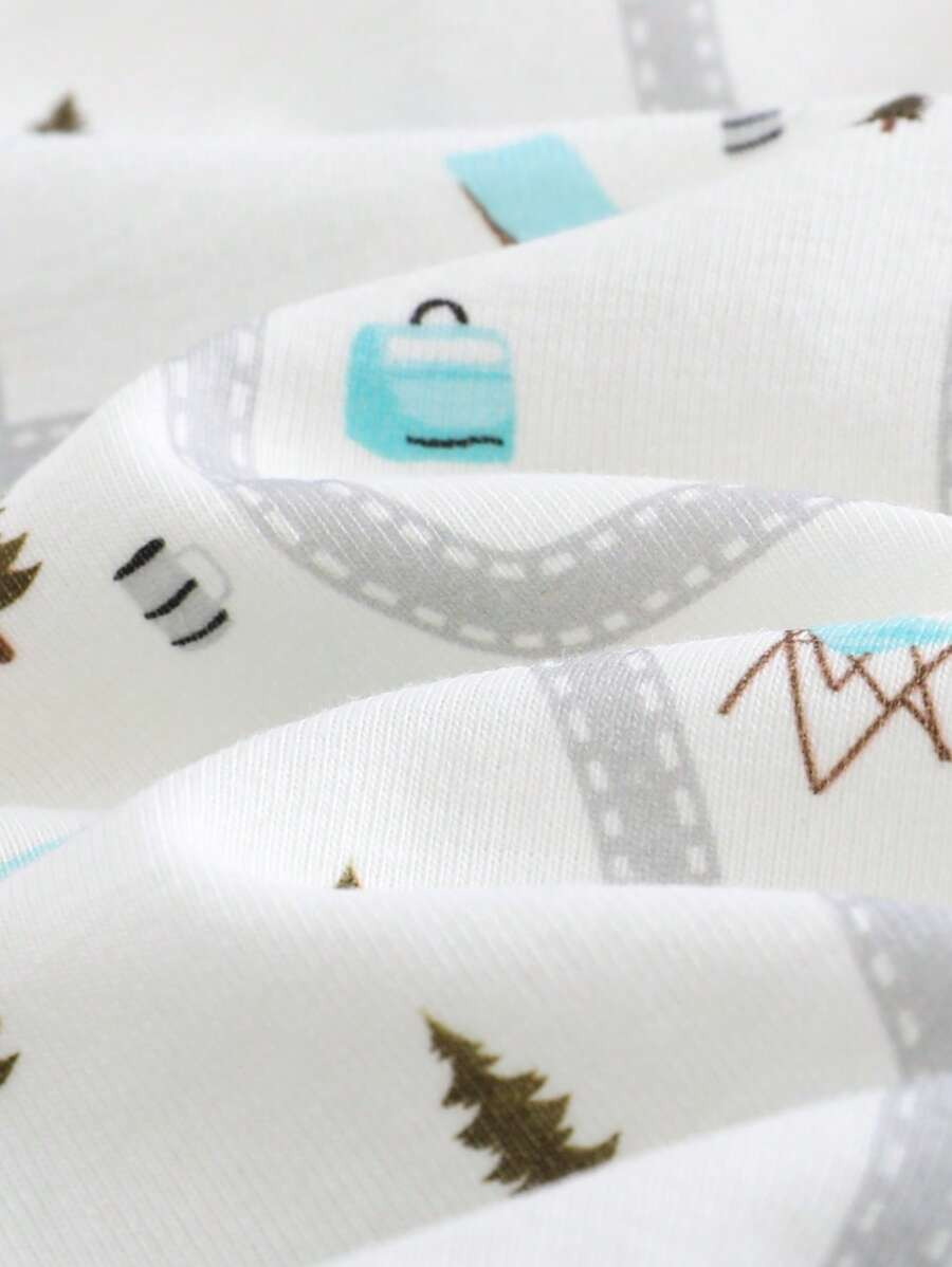 Cozy Pixies Baby Boy Snug Fit Pajamas 2 Pieces Set - Cartoon Car Print Soft Knitted Crew Neck Long Sleeve Top And Elastic Waist Long Pants BB00097 - Image 20