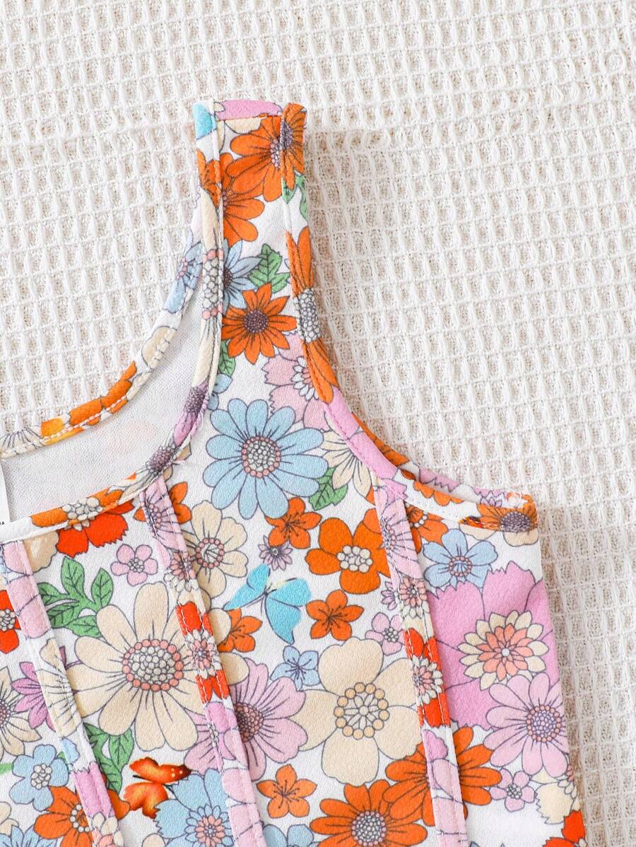 SHEIN Tween Girl Fashionable Flower Print Sleeveless Cami Top Holiday,Summer,Travel,Getaway TG-8-12-00026 - Image 4