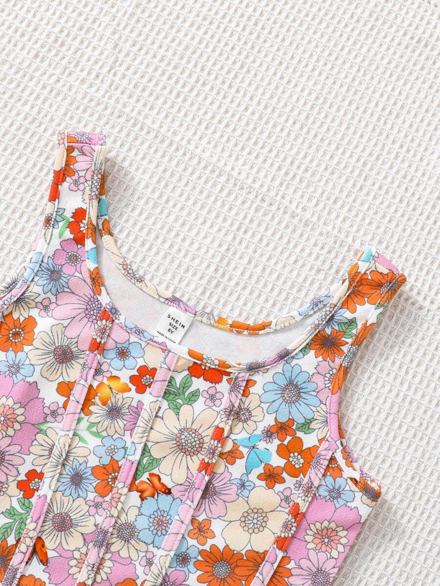 SHEIN Tween Girl Fashionable Flower Print Sleeveless Cami Top Holiday,Summer,Travel,Getaway TG-8-12-00026 - Image 7