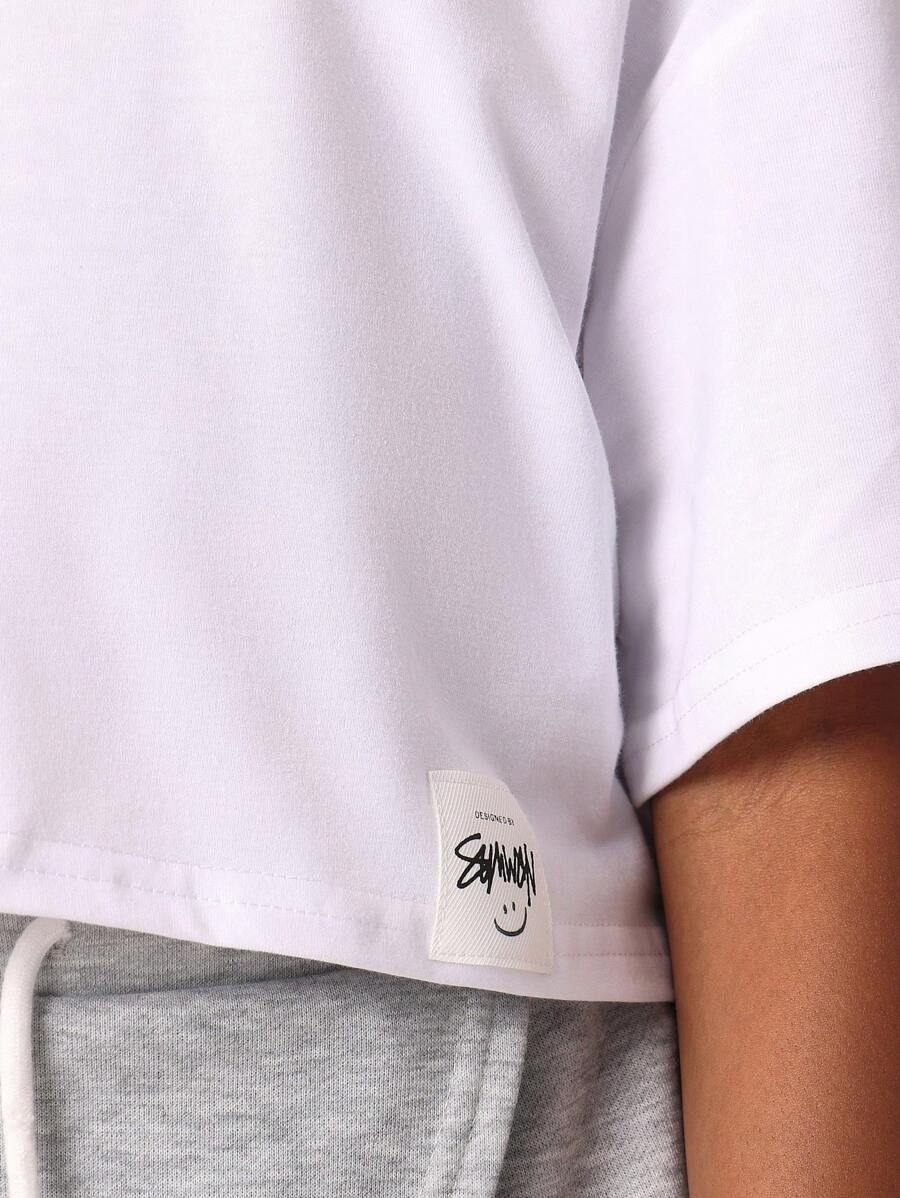 SUMWON Cropped Jersey Tee With Chain Necklace Streetwear Essential Fall Spring Wardrobe Must Have Urban Casual Youth Modern Layering Fashion TG-8-12-00028 - Image 9