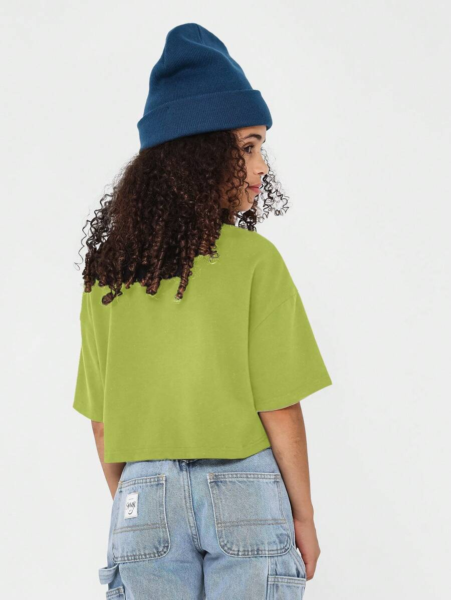 SUMWON Cropped Jersey Tee With Chain Necklace Streetwear Essential Fall Spring Wardrobe Must Have Urban Casual Youth Modern Layering Fashion TG-8-12-00028 - Image 12