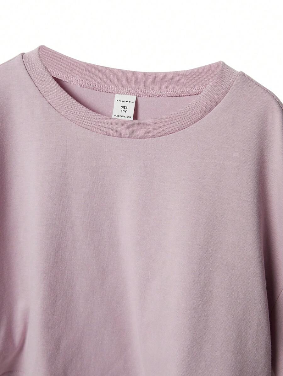 SUMWON Cropped Jersey Tee With Chain Necklace Streetwear Essential Fall Spring Wardrobe Must Have Urban Casual Youth Modern Layering Fashion TG-8-12-00028 - Image 17