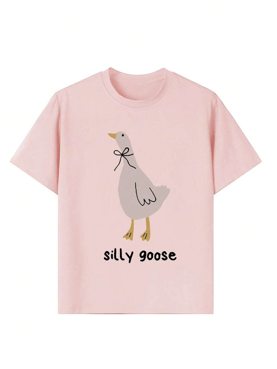 1pc Casual Teenage Girls Crew Neck Printed Short Sleeve T-Shirt, Simple English Letter Graphic Inspired Self-Expression TG-8-12-00035 - Image 3