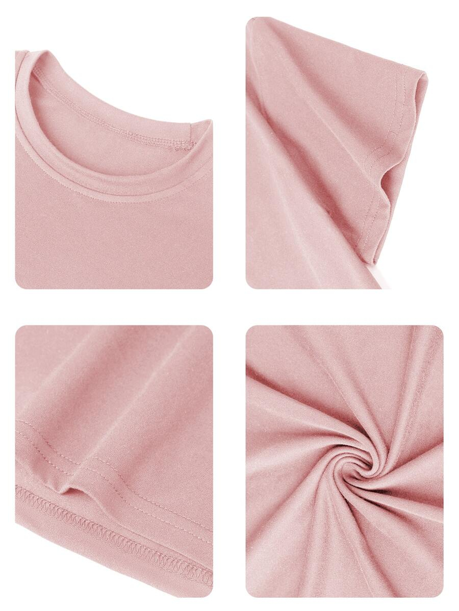 1pc Casual Teenage Girls Crew Neck Printed Short Sleeve T-Shirt, Simple English Letter Graphic Inspired Self-Expression TG-8-12-00035 - Image 6