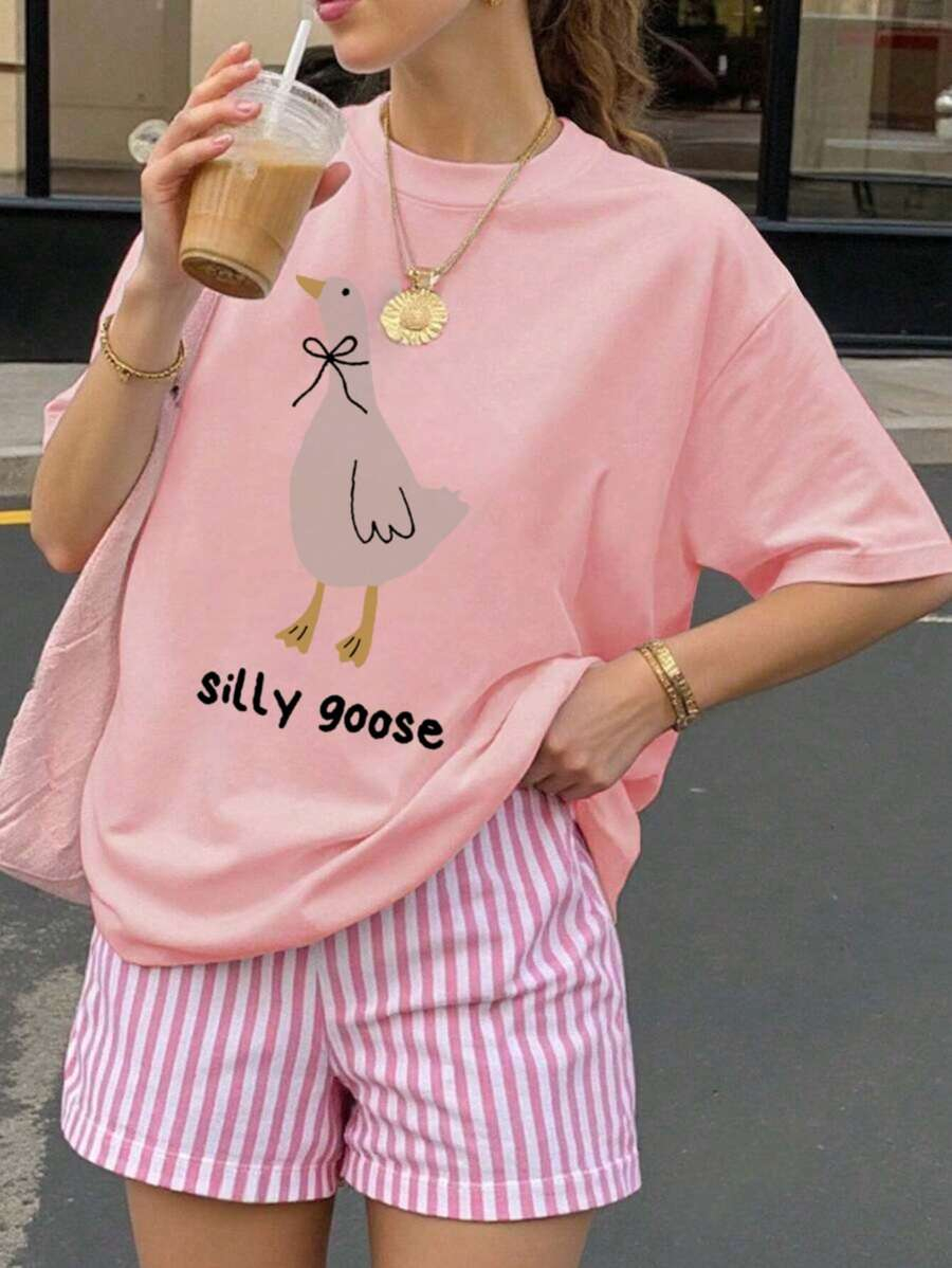 1pc Casual Teenage Girls Crew Neck Printed Short Sleeve T-Shirt, Simple English Letter Graphic Inspired Self-Expression TG-8-12-00035 - Image 7