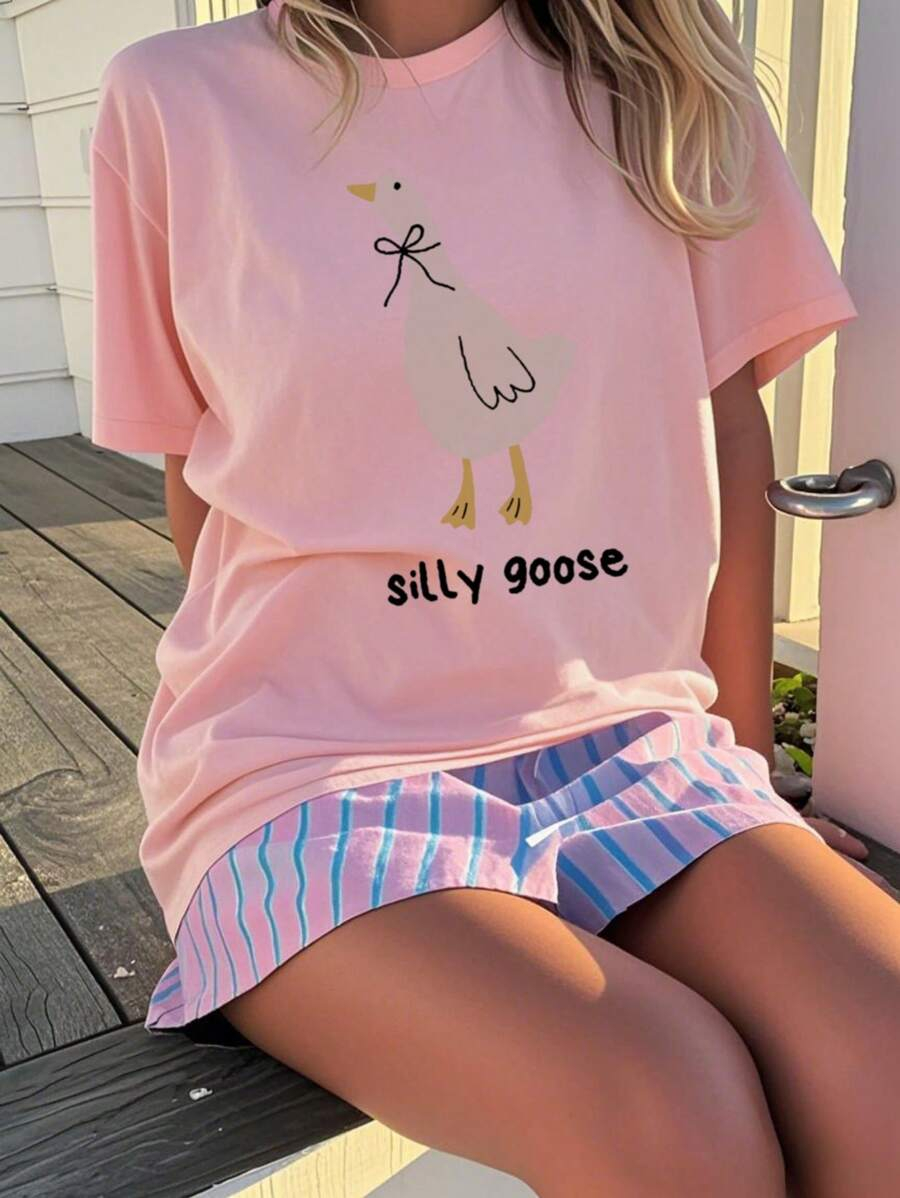 1pc Casual Teenage Girls Crew Neck Printed Short Sleeve T-Shirt, Simple English Letter Graphic Inspired Self-Expression TG-8-12-00035 - Image 9