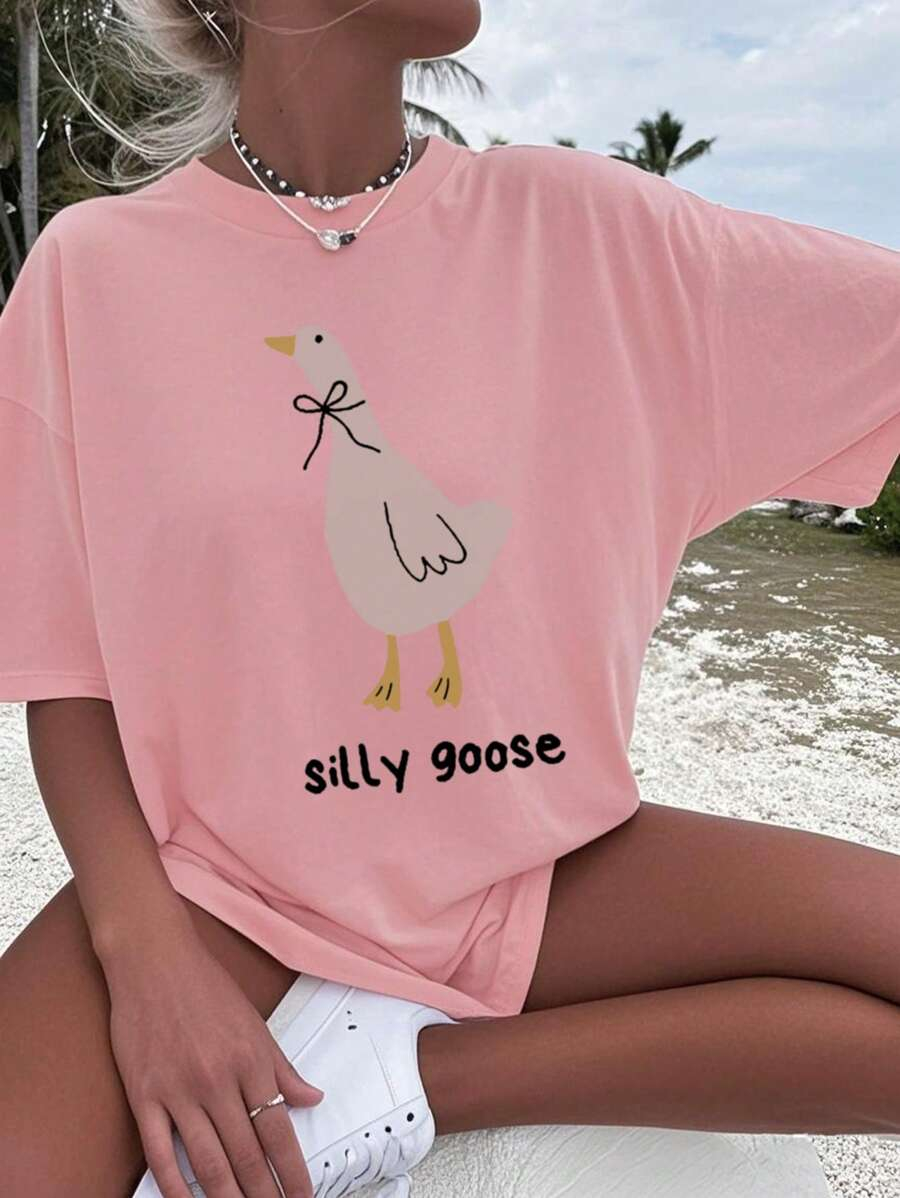 1pc Casual Teenage Girls Crew Neck Printed Short Sleeve T-Shirt, Simple English Letter Graphic Inspired Self-Expression TG-8-12-00035 - Image 11