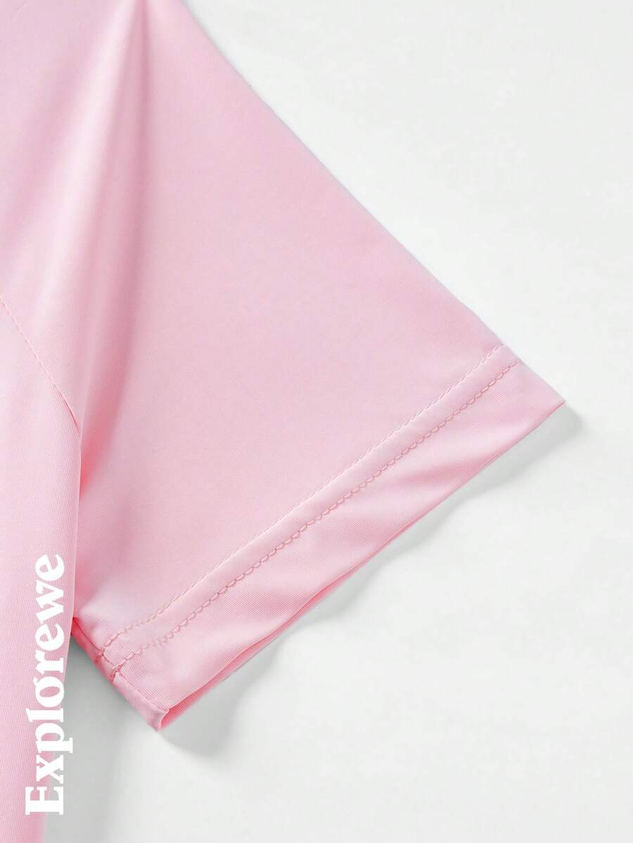 SHEIN Youth Girls' Outdoor Casual Cactus & Letter Print Round Neck T-Shirt, Pink, Summer TG-8-12-00054 - Image 6