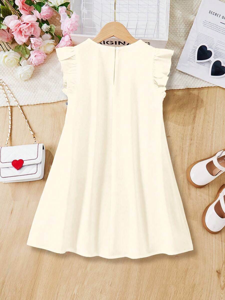 SHEIN Elegant Floral Print, Tween Girl Casual Ruffle Sleeve Dress, Minimalist Style, Suitable For Spring & Summer TG-8-12-00056 - Image 7