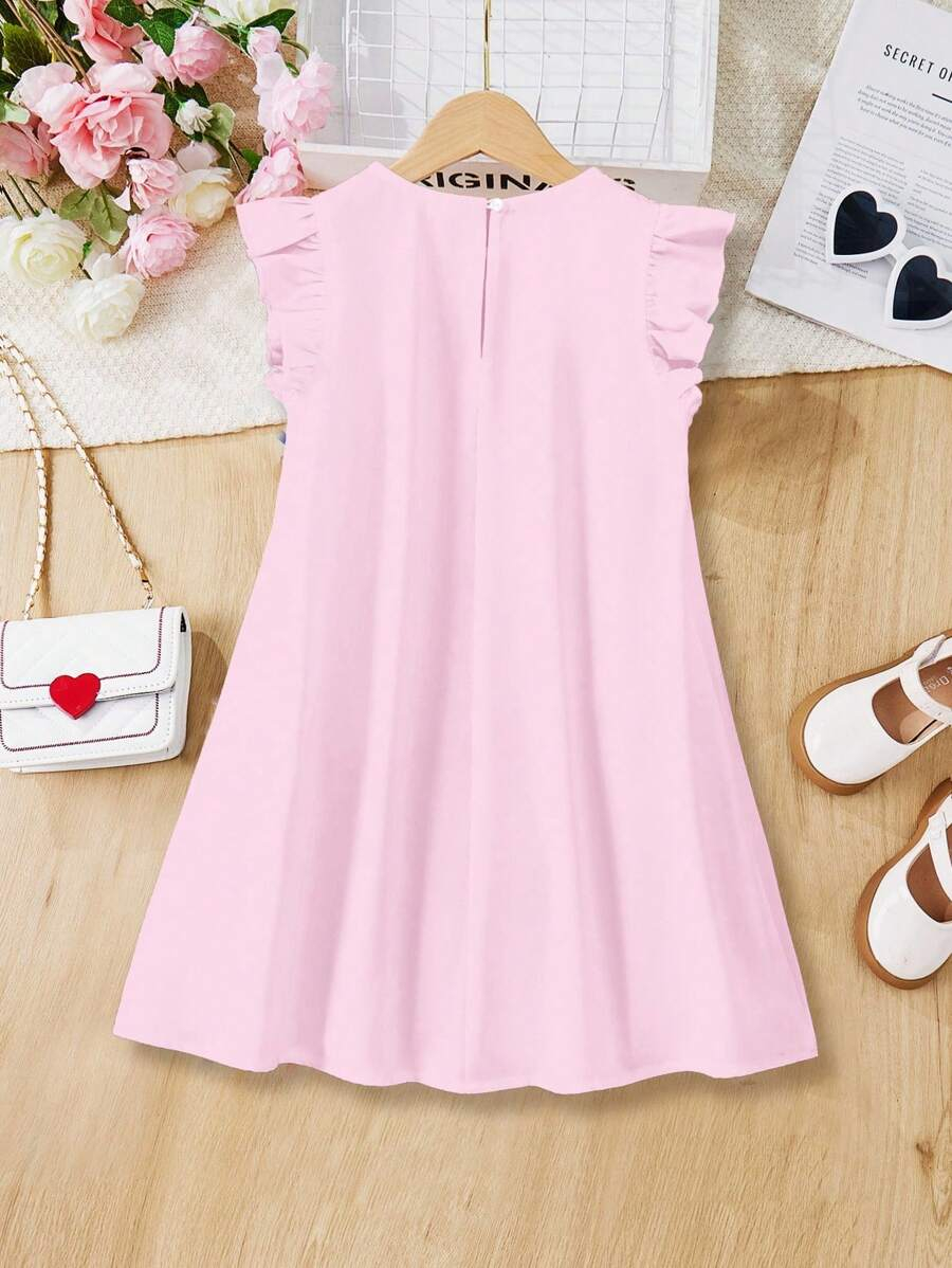 SHEIN Elegant Floral Print, Tween Girl Casual Ruffle Sleeve Dress, Minimalist Style, Suitable For Spring & Summer TG-8-12-00056 - Image 17
