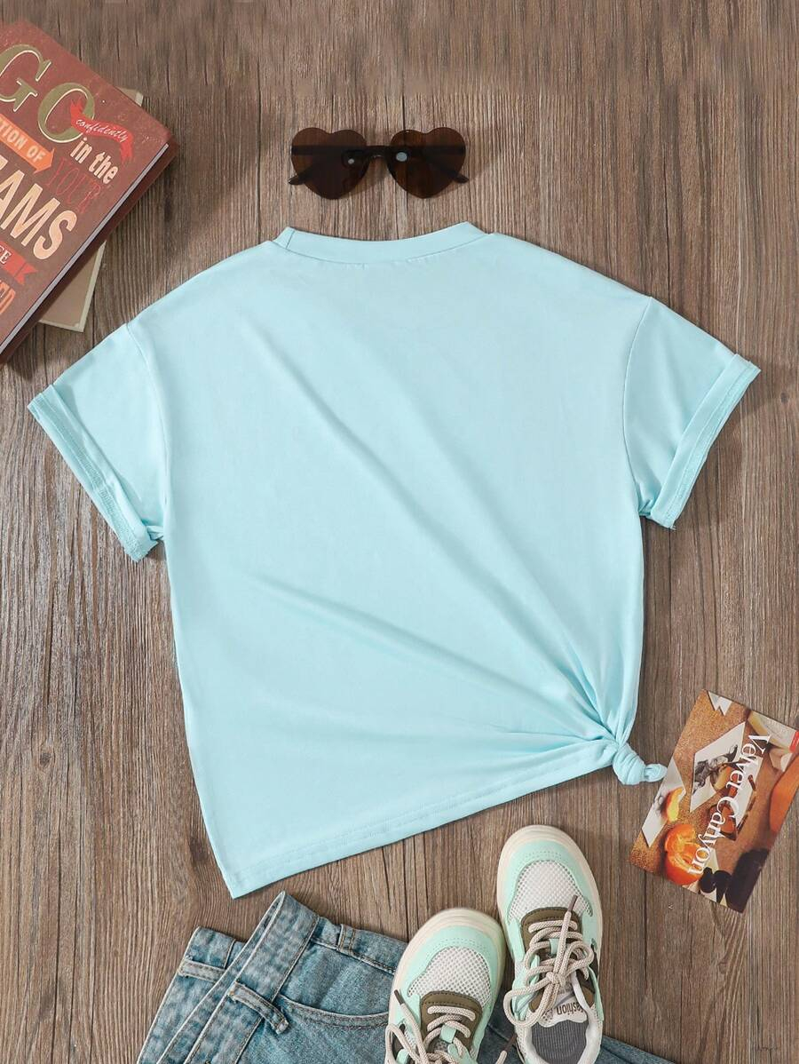 SHEIN Tween Girls Casual Simple Refreshing Front Print T-Shirt TG-8-12-00058 - Image 3