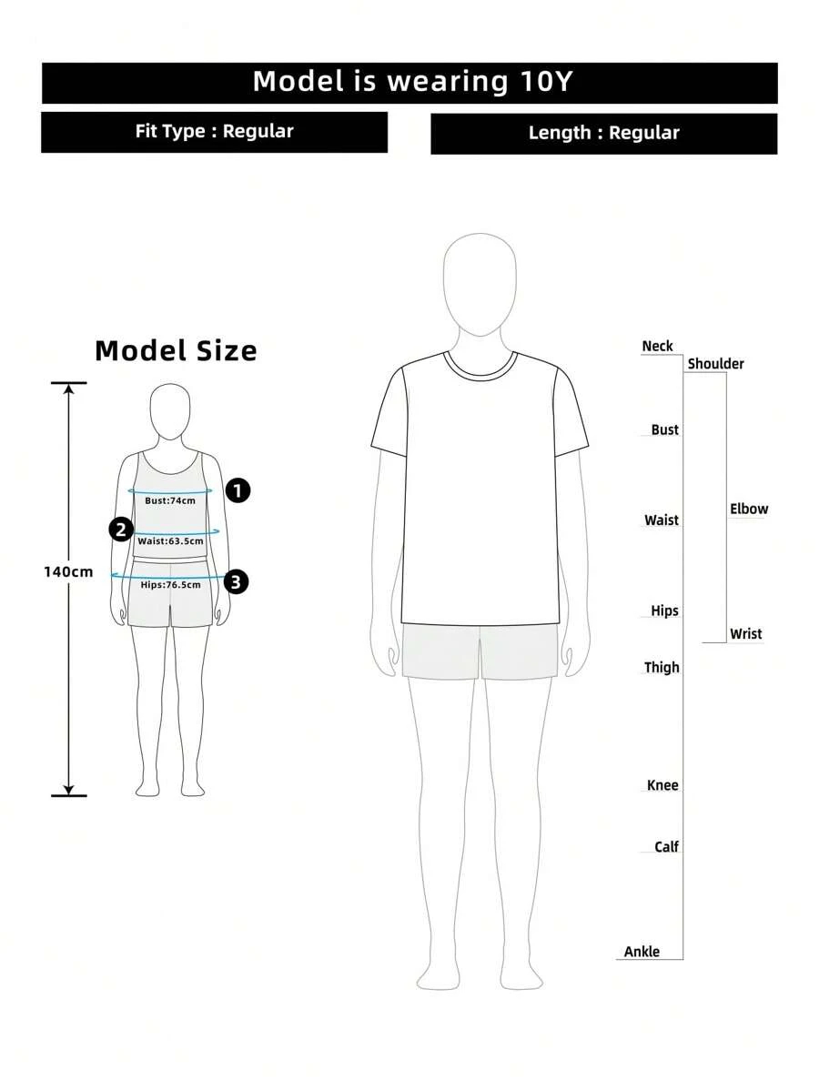 SHEIN Tween Girls Casual Simple Refreshing Front Print T-Shirt TG-8-12-00058 - Image 9