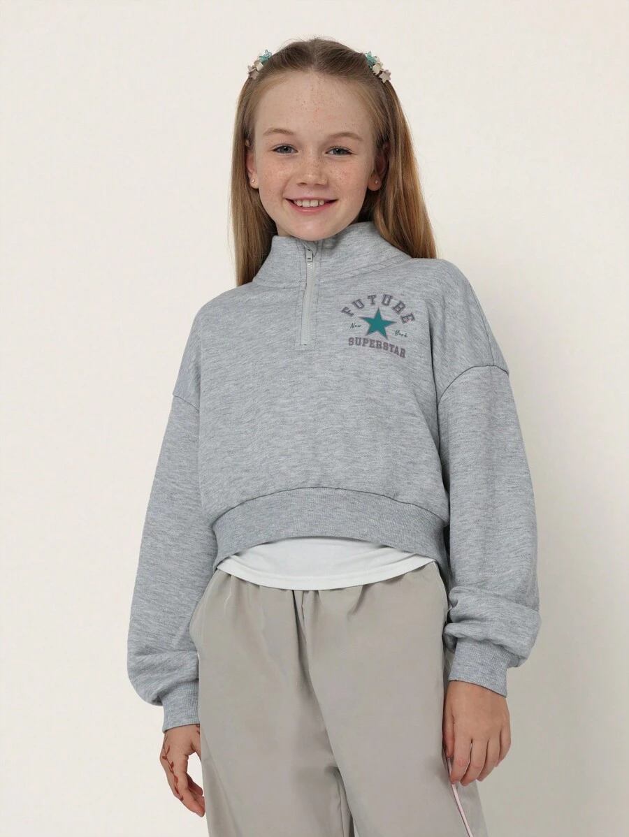 SUMWON Future Superstar Half Zip Pullover Athletic Sweatshirt Winter Casual Long Sleeve Sporty College Style Workout Youth Top TG-8-12-00059 - Image 7