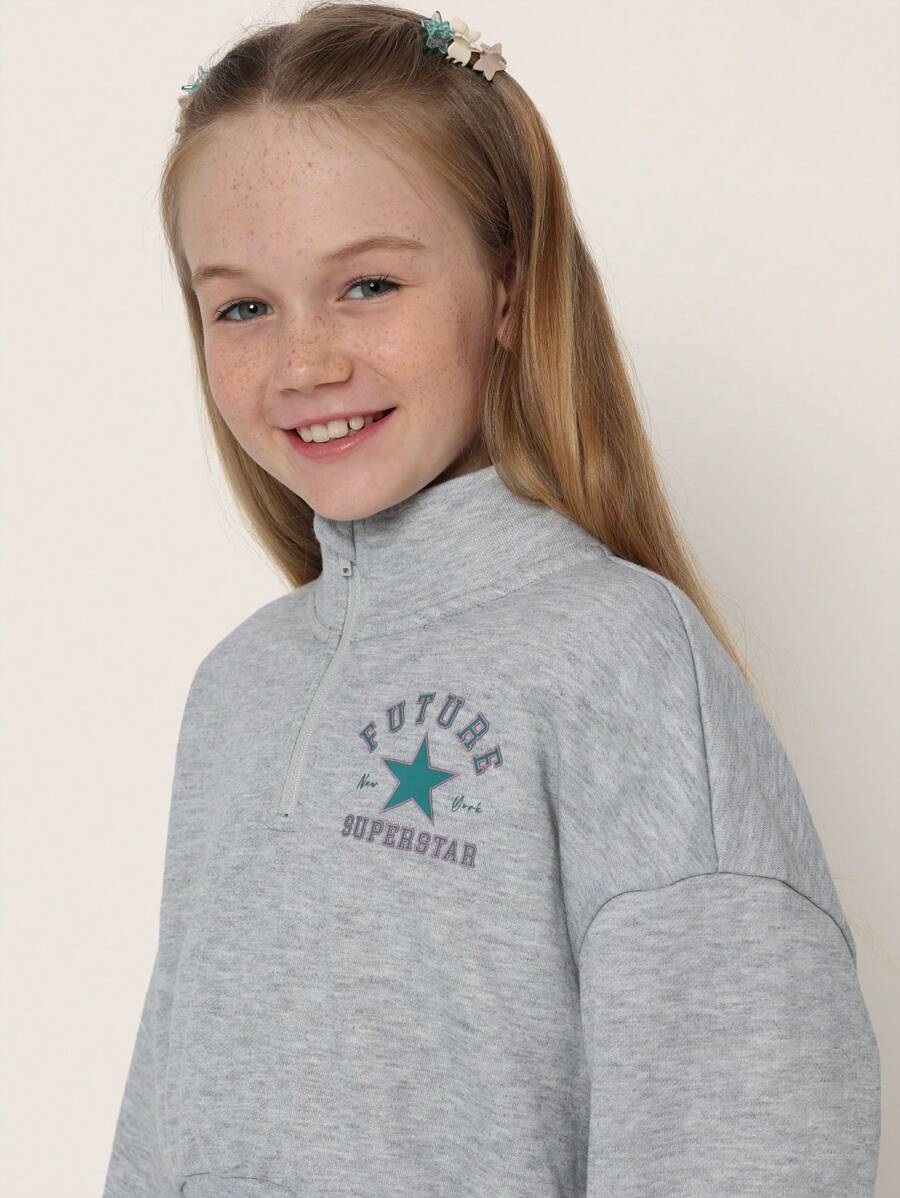 SUMWON Future Superstar Half Zip Pullover Athletic Sweatshirt Winter Casual Long Sleeve Sporty College Style Workout Youth Top TG-8-12-00059 - Image 8