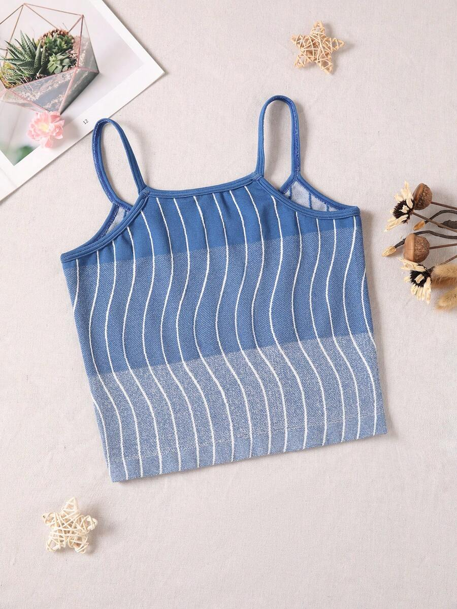 SHEIN Tween Girl Summer Wave Striped Sports Tank Top TG-8-12-00060 - Image 2