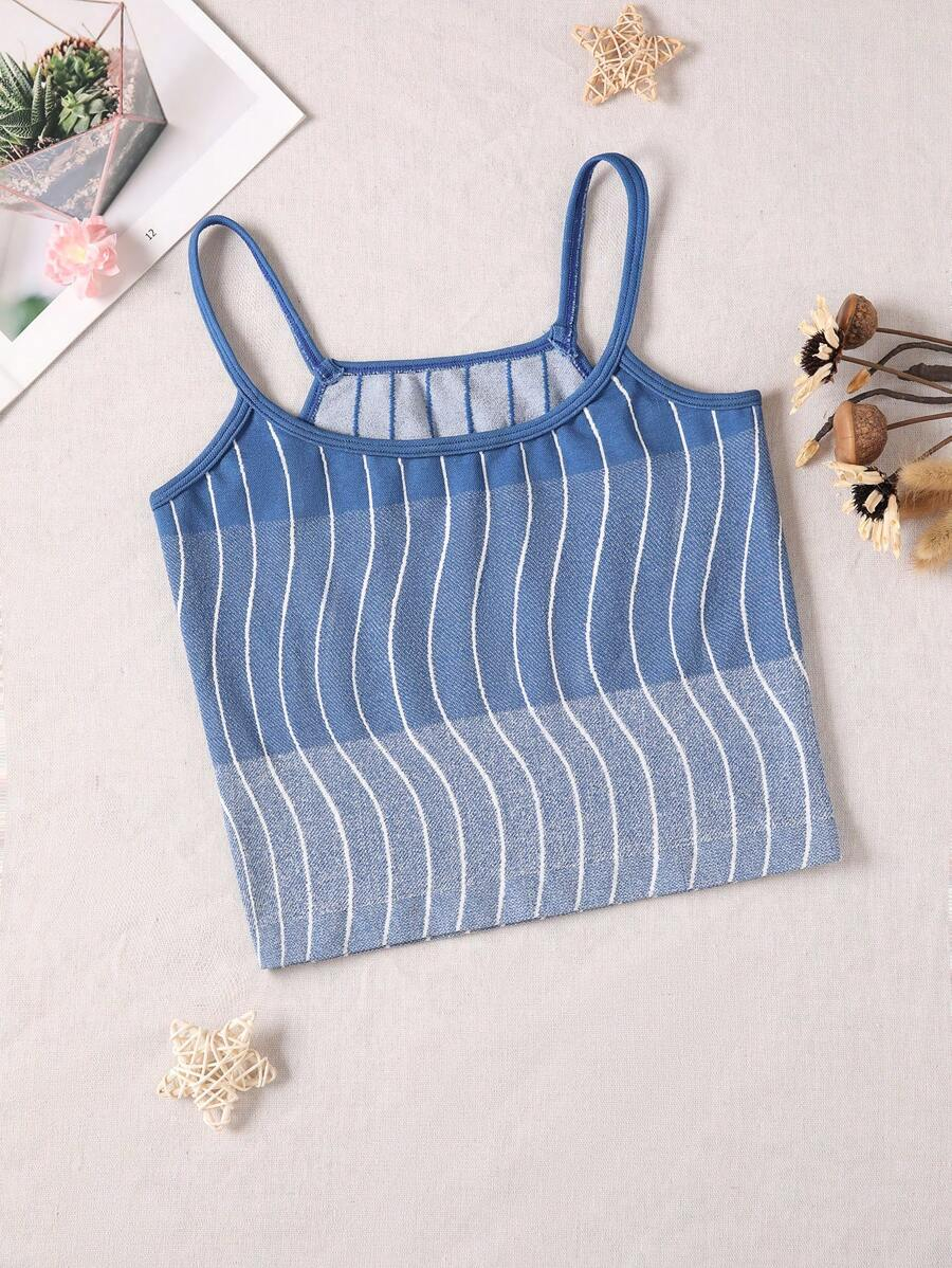 SHEIN Tween Girl Summer Wave Striped Sports Tank Top TG-8-12-00060 - Image 3