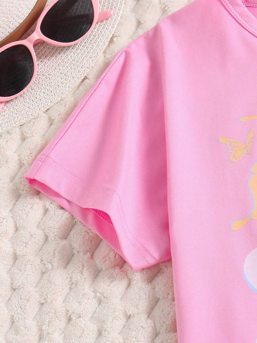 SHEIN Tween Girl Summer Cute Butterfly And Letter Print T-Shirt TG-8-12-00062 - Image 7