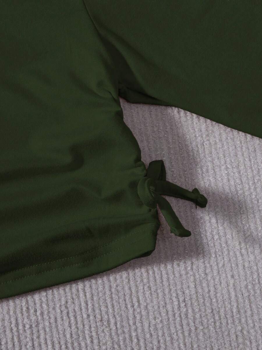 SHEIN Tween Girl Y2K Casual Blue Side Ruched Long Sleeve All-Match T-Shirt For Look TG-8-12-00067 - Image 6