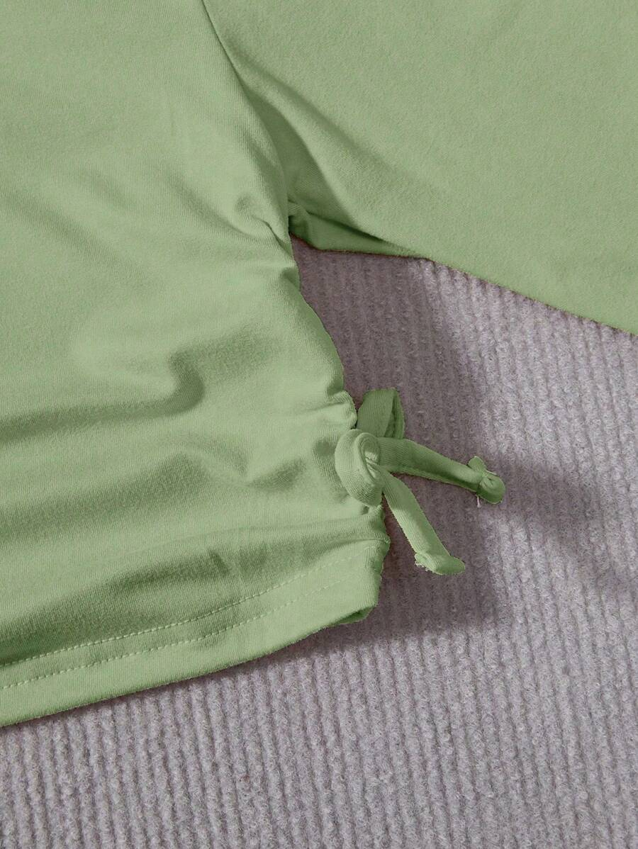 SHEIN Tween Girl Y2K Casual Blue Side Ruched Long Sleeve All-Match T-Shirt For Look TG-8-12-00067 - Image 11