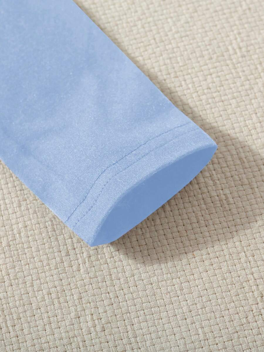 SHEIN Tween Girl Y2K Casual Blue Side Ruched Long Sleeve All-Match T-Shirt For Look TG-8-12-00067 - Image 24
