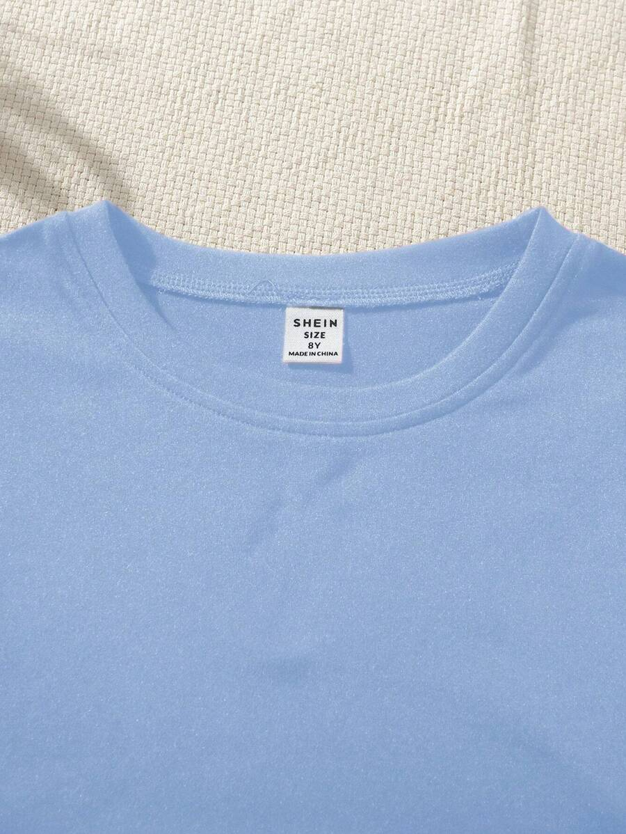 SHEIN Tween Girl Y2K Casual Blue Side Ruched Long Sleeve All-Match T-Shirt For Look TG-8-12-00067 - Image 26