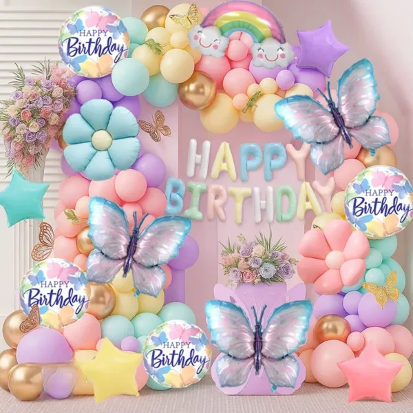 Butterfly Theme Birthday Decorations Full Set of Balloons & Items