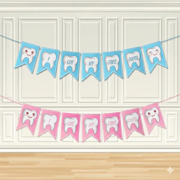 1st Tooth Bunting Card Banner (Got My First Tooth Banner)