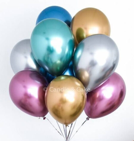 Chrome, Metallic, Shiny Latex Balloons 10" Inch - Single color 10 Pcs