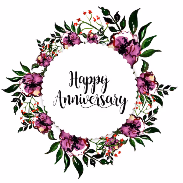 Watercolor floral wedding anniversary frame 1340
