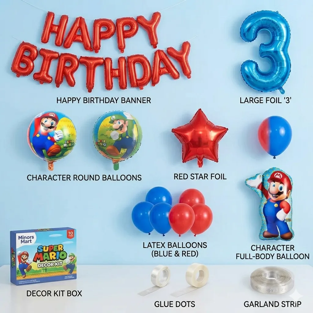 Super Mario Deluxe Birthday Balloon Garland Kit - Image 2