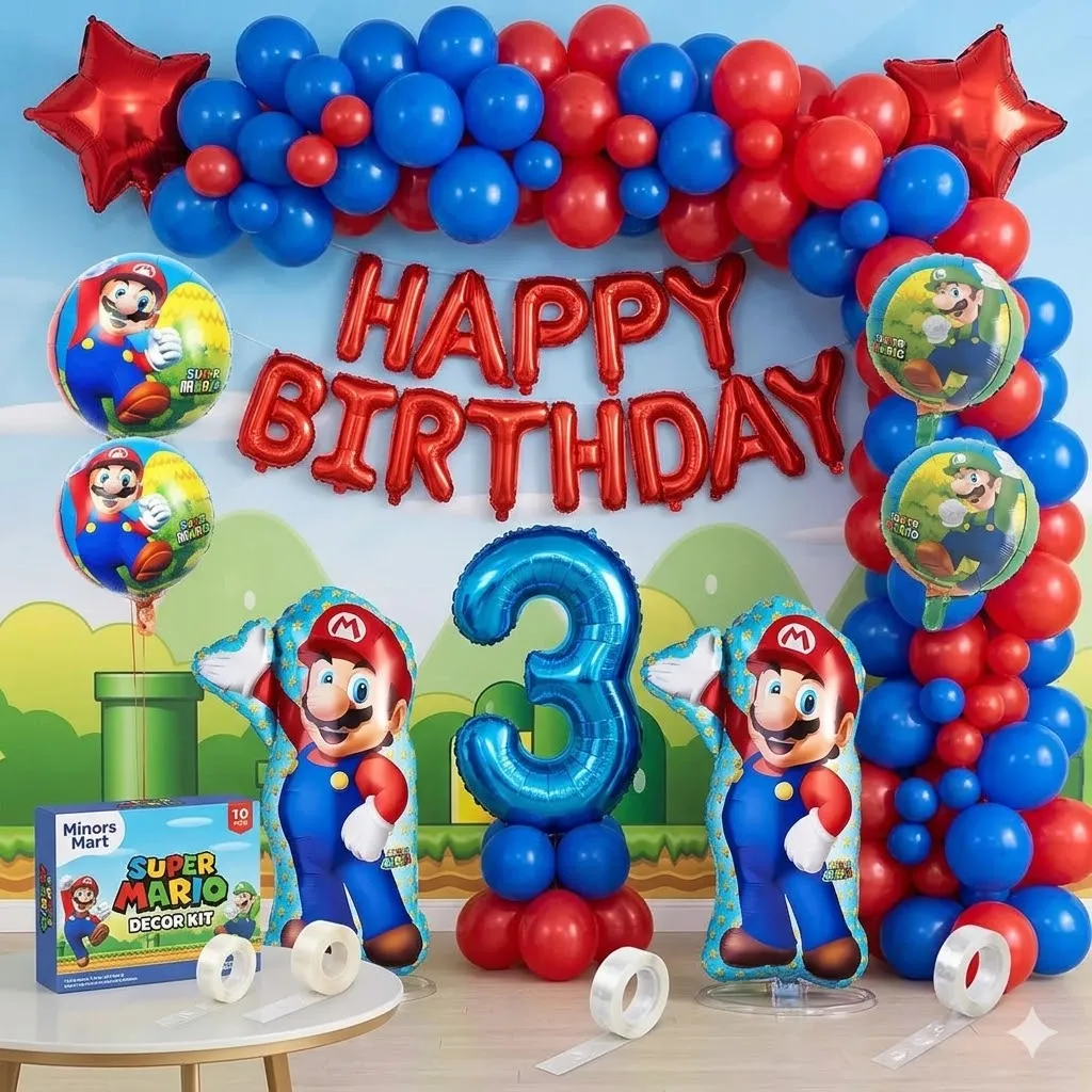 Super Mario Deluxe Birthday Balloon Garland Kit